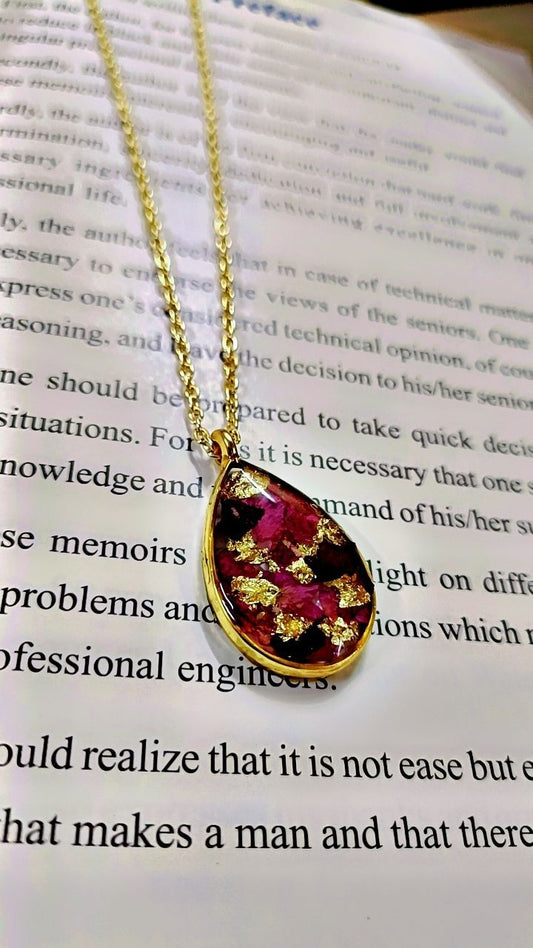 Real Rose Petals pendant comes with golden chain