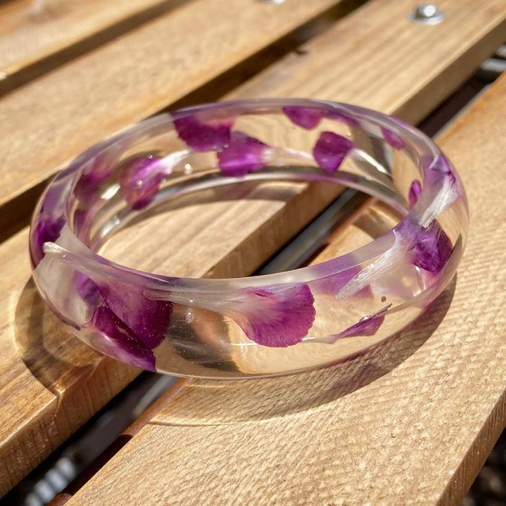 Real Natural Dried Flower Resin Bangle