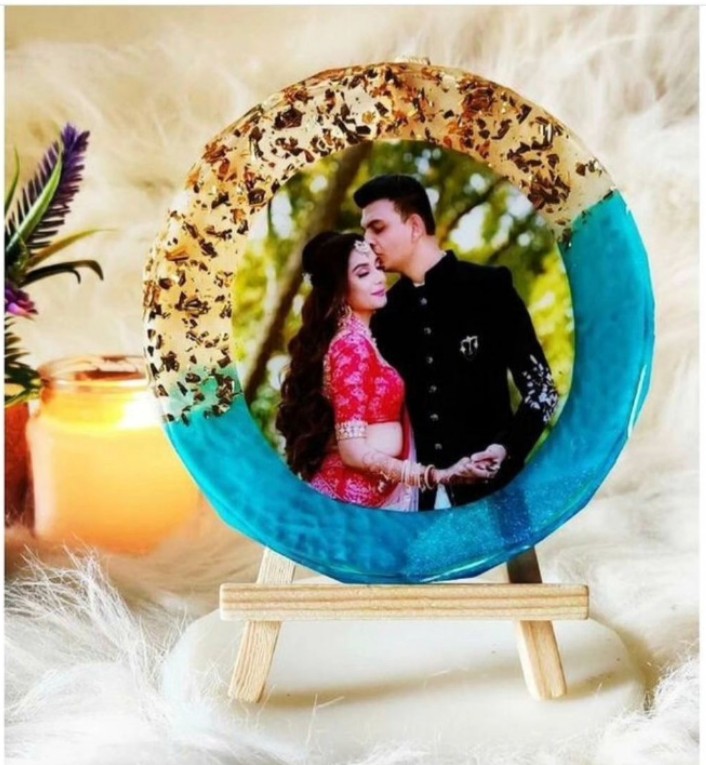 Customized Resin 12 Inch Round Resin Frame Preserve Roses