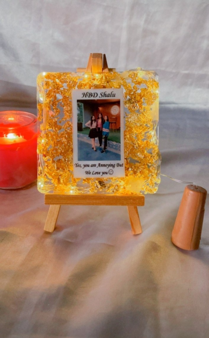 Golden Foiled Customized Text & Photo Attached Photoframe