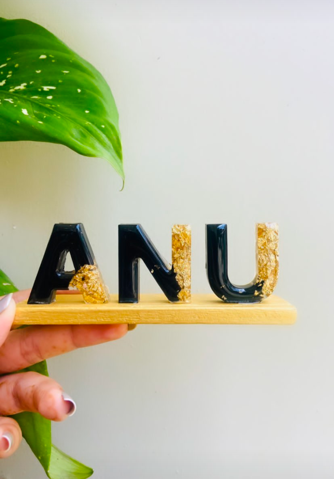 Black & Golden Glittered Name stand