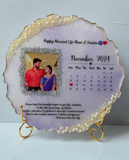 Happy Married Life Photoframe With Customized Text & Stand