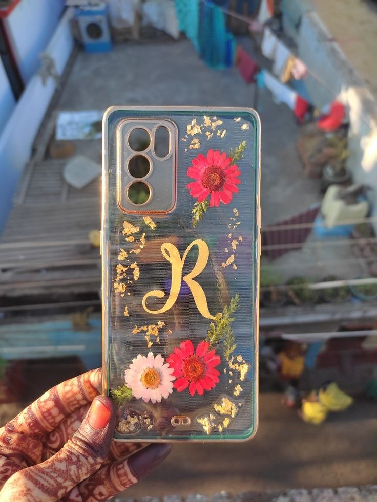 Single Letter with Real Flower Phone Cover