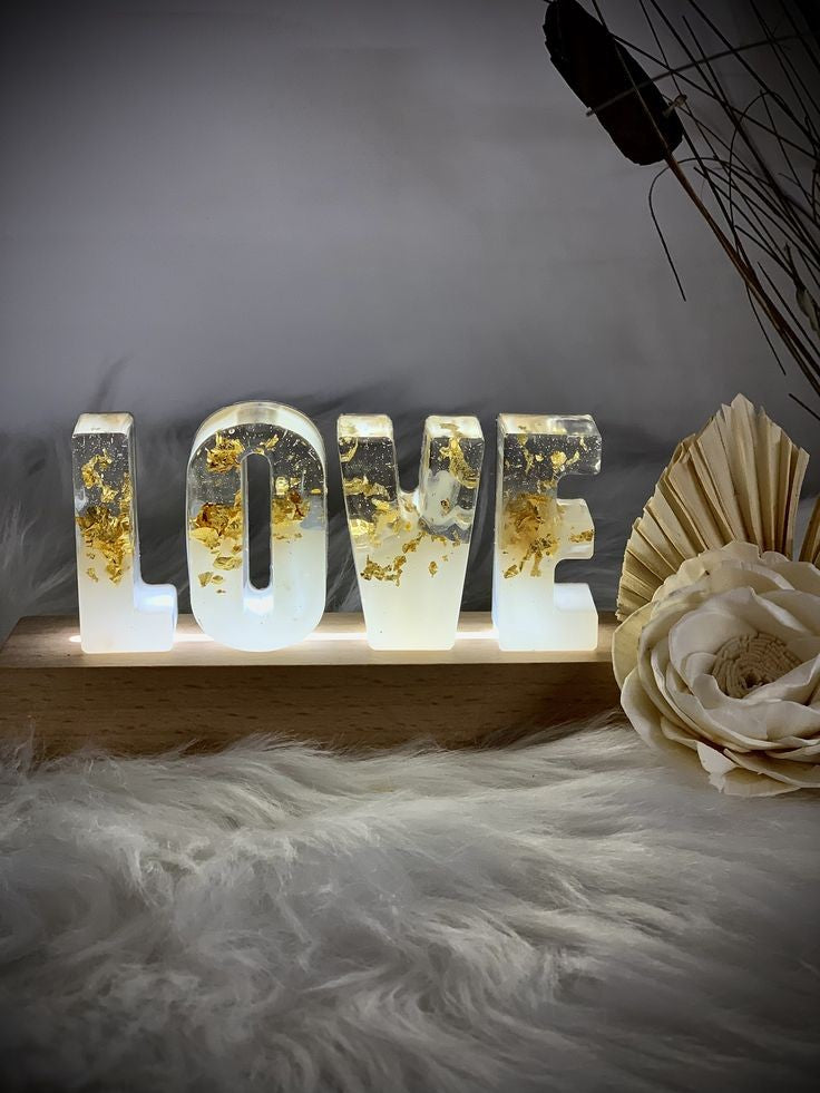 Customized LOVE Resin Stand with LED Lights