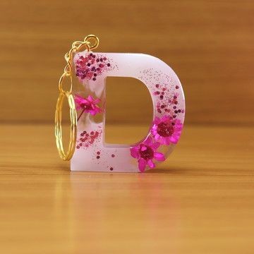 Pink Petal Single Alphabet Keyring